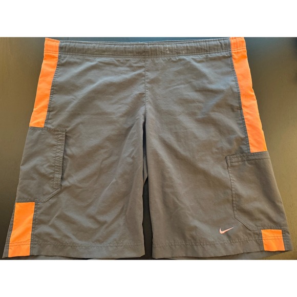 Nike Trail Hiking Shorts Mens XXL Gray/ Orange‎ Lightweight Zippered Pockets - Picture 1 of 12